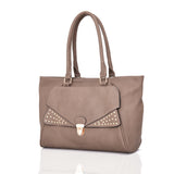 Janica Clip Front Stud Tote - Khaki image