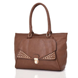 Janica Clip Front Stud Tote - Red Brown image