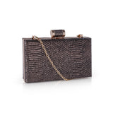 Metallic Snake Box Clutch - Pewter image