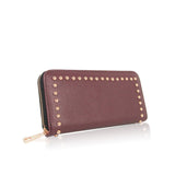 Studded Long Zip Purse - Burgundy image