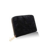 Crushed Velvet Small Zip Purse - Black image