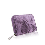 Crushed Velvet Small Zip Purse - Purple image