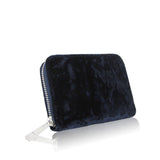 Crushed Velvet Small Zip Purse - Navy Blue image
