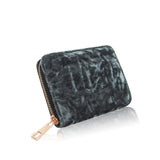 Crushed Velvet Small Zip Purse - Grey image