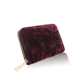 Crushed Velvet Small Zip Purse - Burgundy image