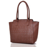Lenni Stud Tote Bag Red Brown image
