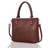 Elenor laser pocket shopper bag Red Brown image