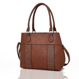 Sherlock Studded Tote Bag Red Brown image