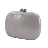 Small curved shimmer box clutch bag - Silver image