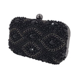 Chain and bead box clutch bag - Black image
