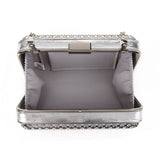 Geometric Floral Embossed Clutch - Silver image