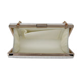 Lace Elongated Box Clutch - Beige image