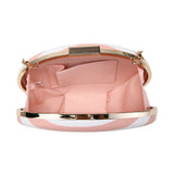 Striped Oval Clutch - White/Nude image