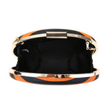 Striped Oval Clutch - Black/Orange image