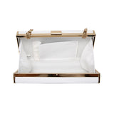Box Clutch in Textured Faux Leather - White image