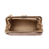 Quilted Faux Leather Clutch - Nude image
