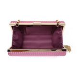 Woven Clutch With Chain Tassel - Pink image