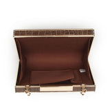 Box Mock Croc Evening Bag - Brown image