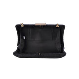 Velvet Textured Pattern Design Box Clutch - Black image