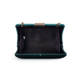 Velvet Textured Pattern Design Box Clutch - Green image