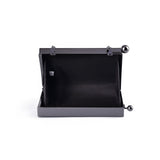Metal Framed Side Ball Clasp Box Clutch Bag - Black image