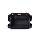 Textured Velvet Angled Box Bag - Black image