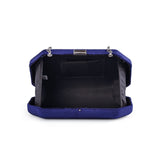 Textured Velvet Angled Box Bag - Navy image