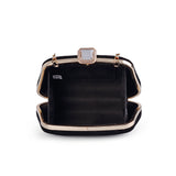 Velvet Textured Box Bag With Large Diamante Clasp - Black image
