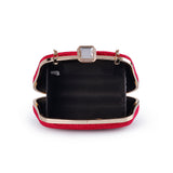 Velvet Textured Box Bag With Large Diamante Clasp - Red image