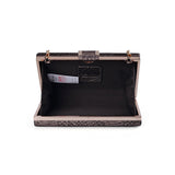 Metallic Snake Box Clutch - Pewter image