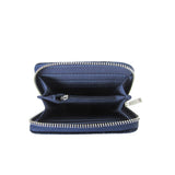 Crushed Velvet Small Zip Purse - Navy Blue image