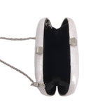 Small curved shimmer box clutch bag - Silver image