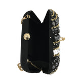 Jewel embellished box clutch bag - Black image