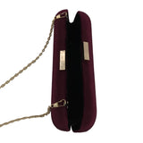 Velvet box bag with asemtric metal clasp - Red image