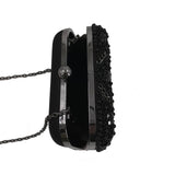 Chain and bead box clutch bag - Black image