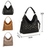 Shaylee Tassel And Bead Slouch Tote Bag - Dark Beige image