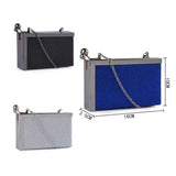 Metal Framed Side Ball Clasp Box Clutch Bag - Navy image