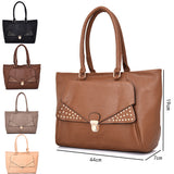 Janica Clip Front Stud Tote - Red Brown image