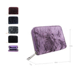 Crushed Velvet Small Zip Purse - Navy Blue image