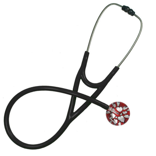 UltraScope Single Stethoscope Hearts and Glitter Red