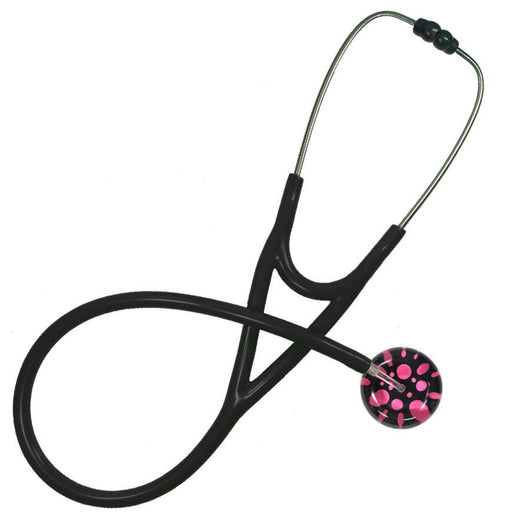 UltraScope Single Stethoscope Polka Dots Black and Hot Pink